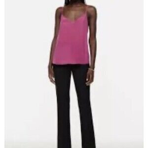 J.Crew Size L 100% Silk Cami Top Bright Neon Pink Contemporary Office Staple